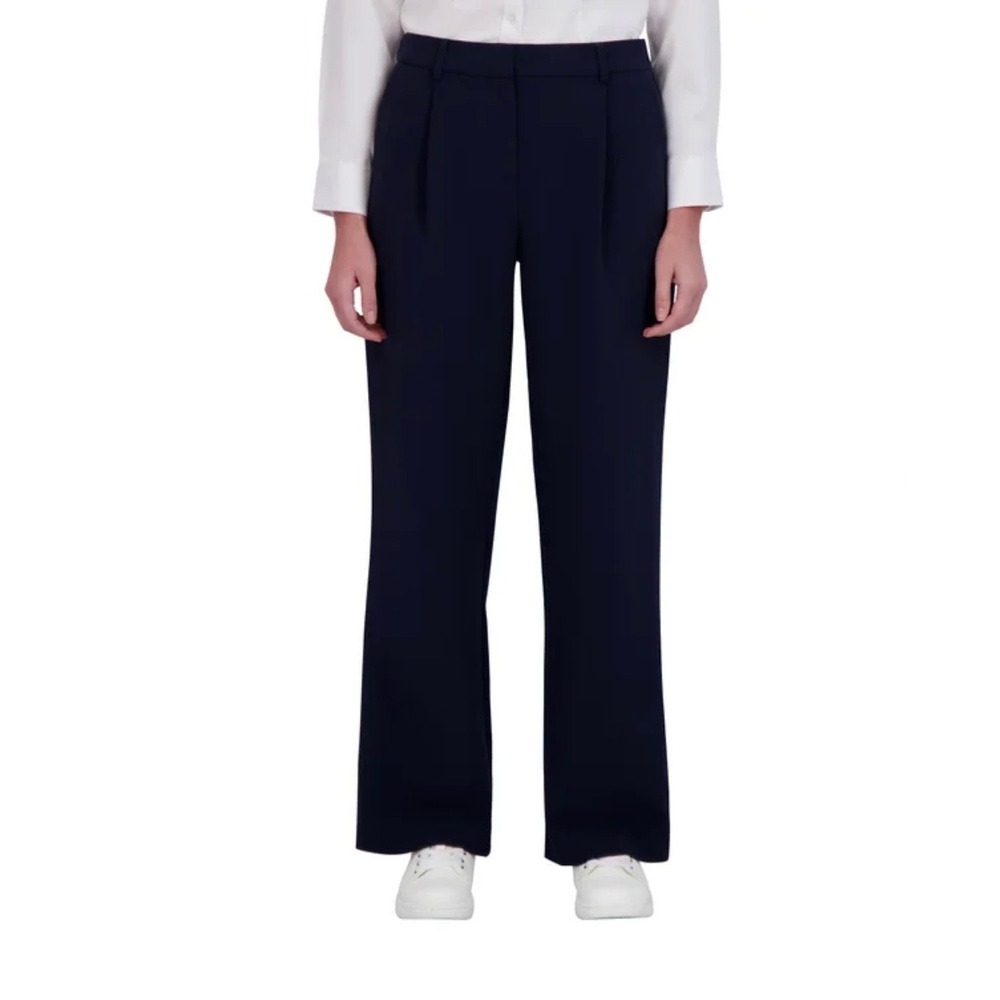 NEW. DKNY Navy Blue Wide Leg Pleated Tailored Dress Pants Women's‎ Size 10 NWT